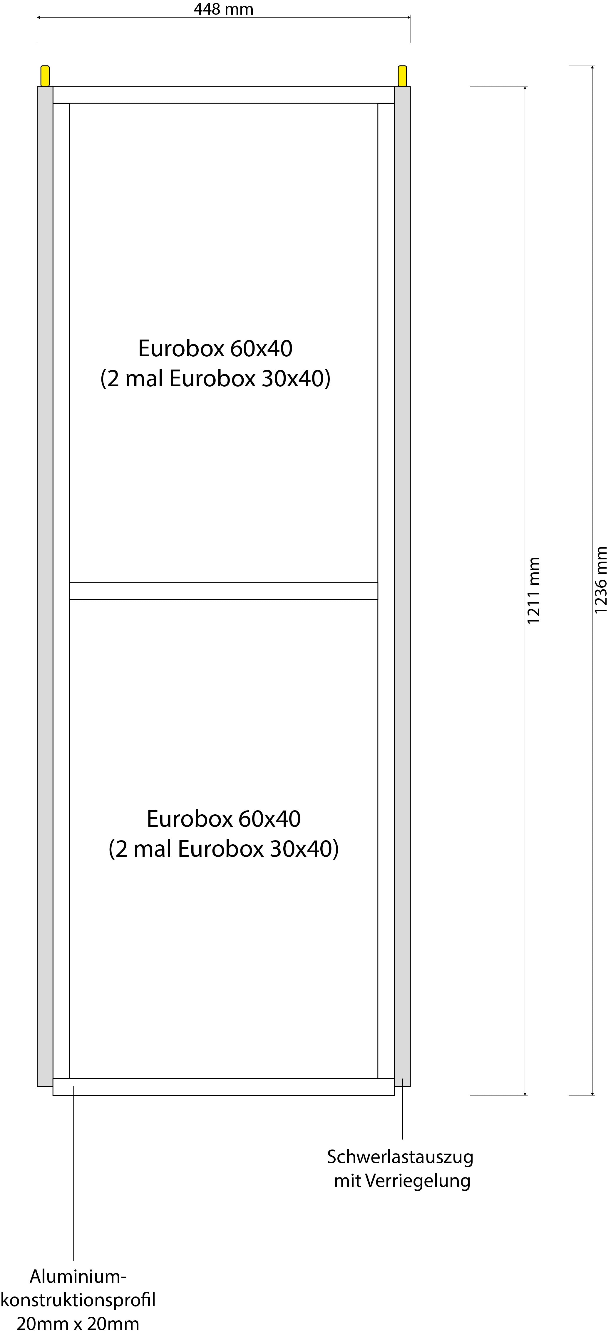 Heckauszug Set Eurobox 1200mm x 400mm - 100kg Index