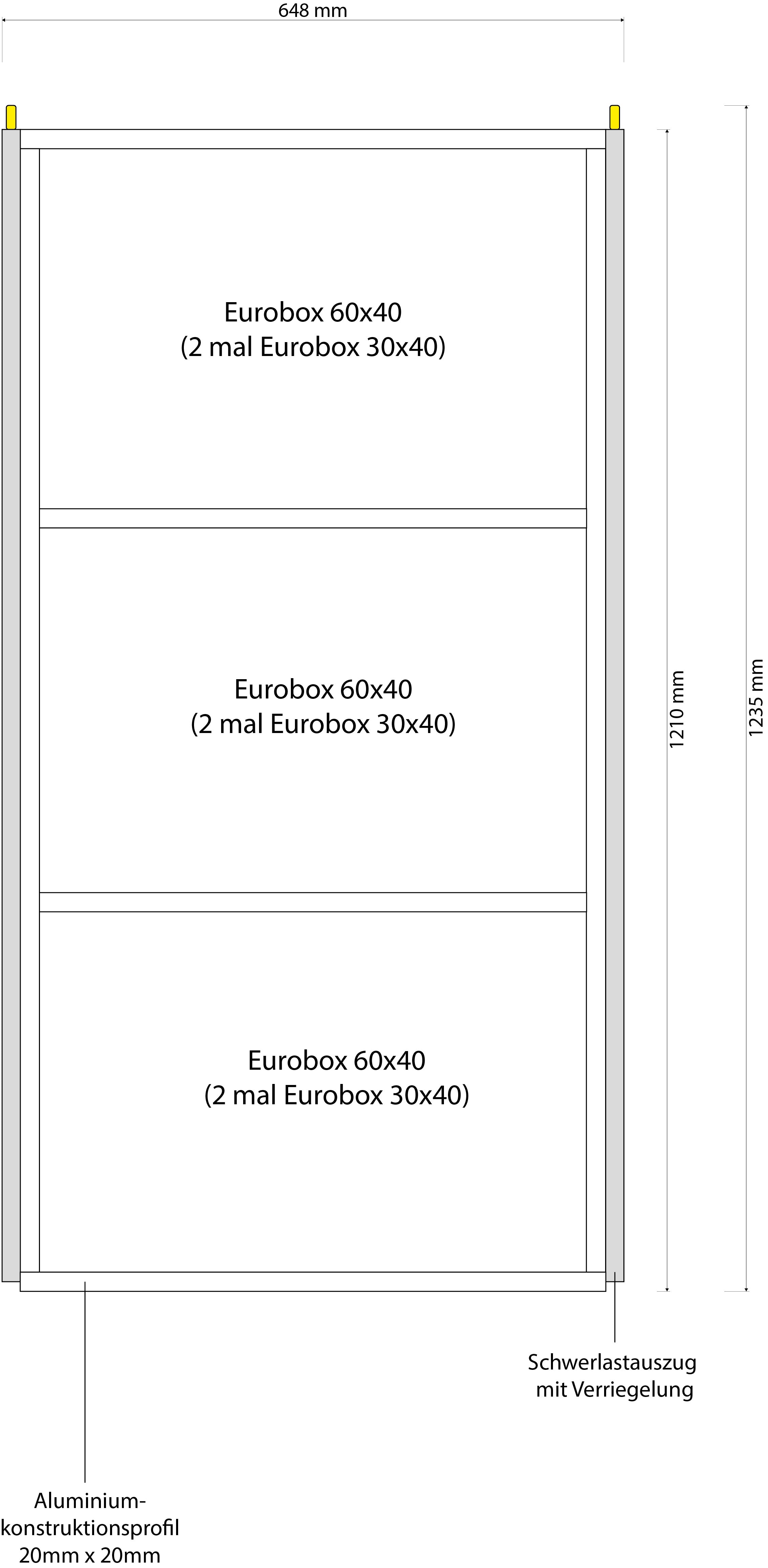 Heckauszug Set Eurobox 1200mm x 600mm - 100kg Index