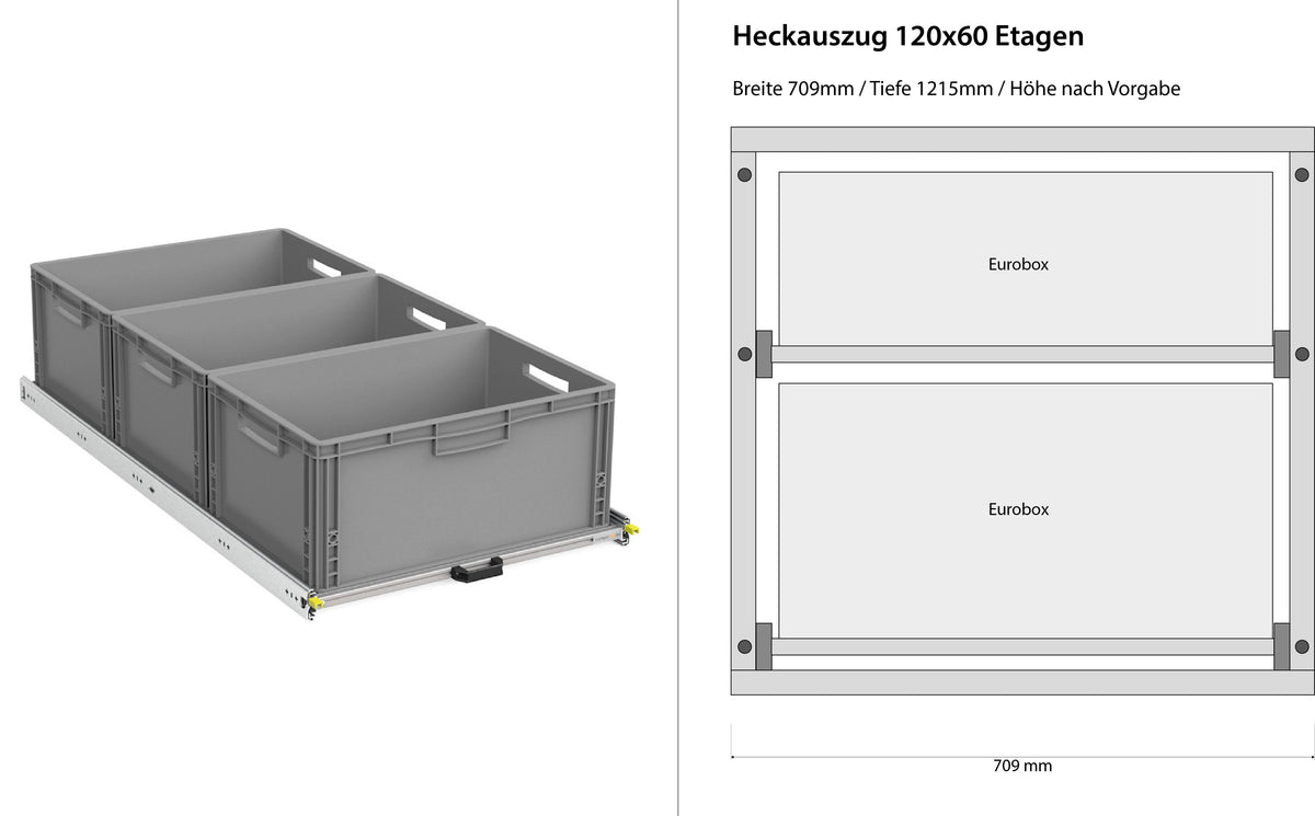 Estrazione posteriore per camper furgonato 1200mm x 400mm a ripiani
