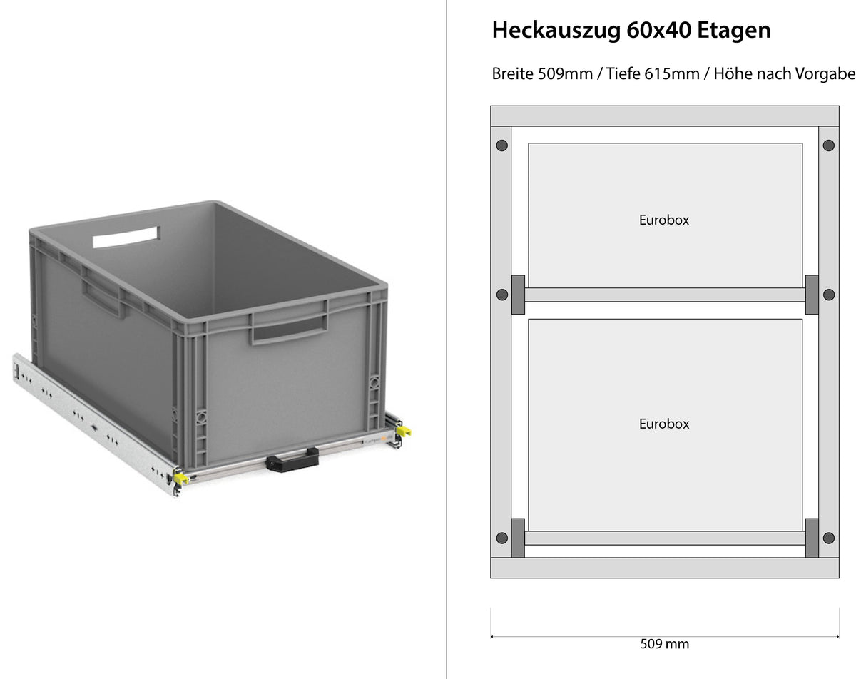 Estrazione posteriore per camper furgonato 1200mm x 400mm a ripiani