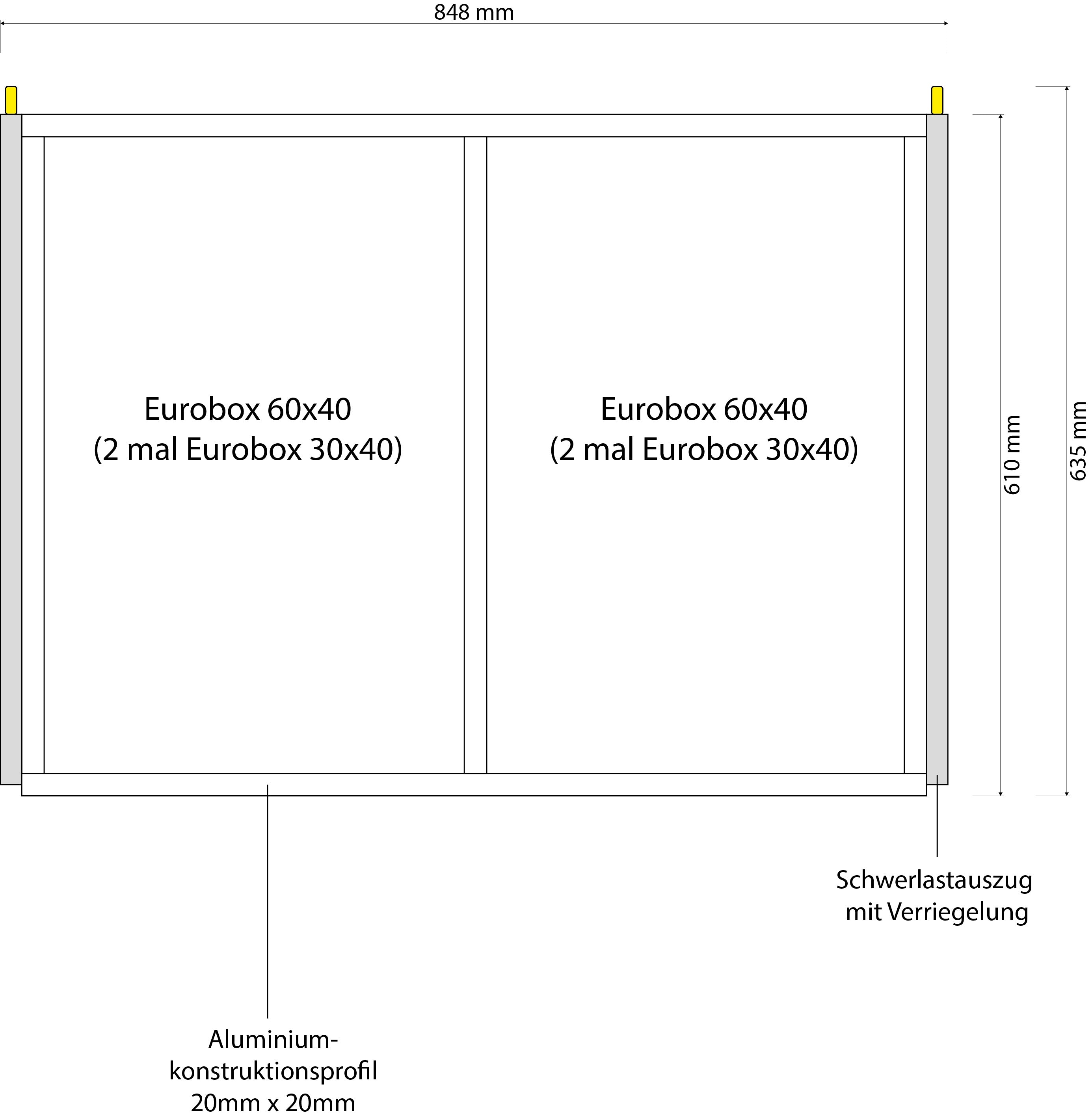 Heckauszug Set Eurobox 600mm x 800mm - 100kg Index
