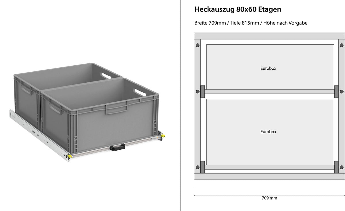 Estrazione posteriore per camper furgonato 1200mm x 400mm a ripiani