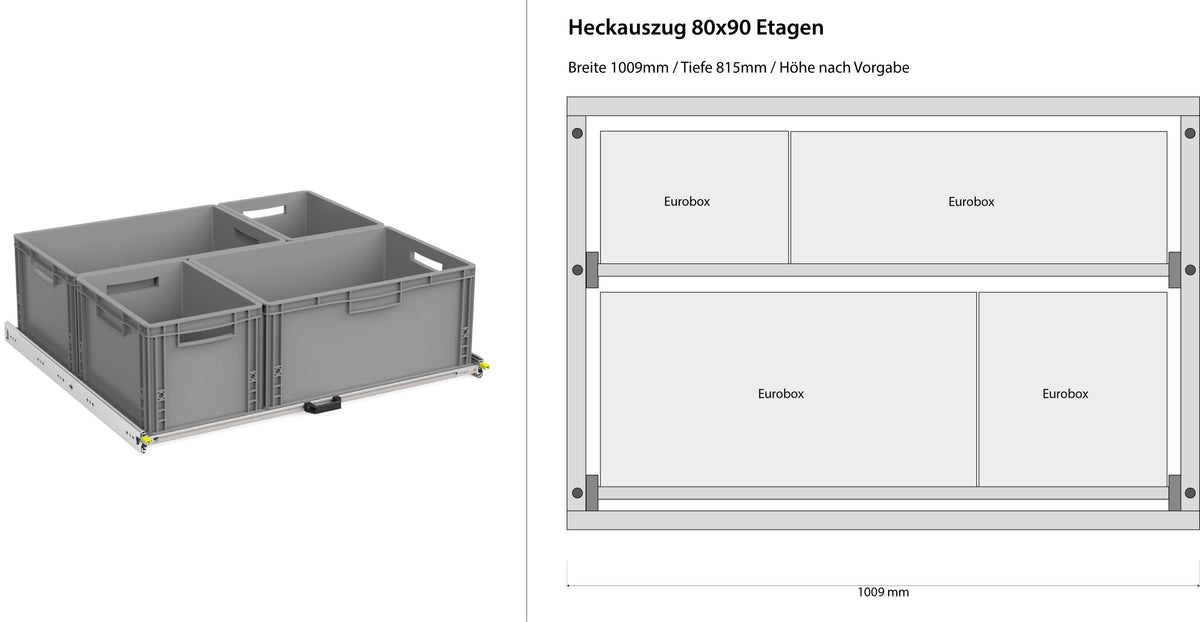 Estrazione posteriore per camper furgonato 1200mm x 400mm a ripiani