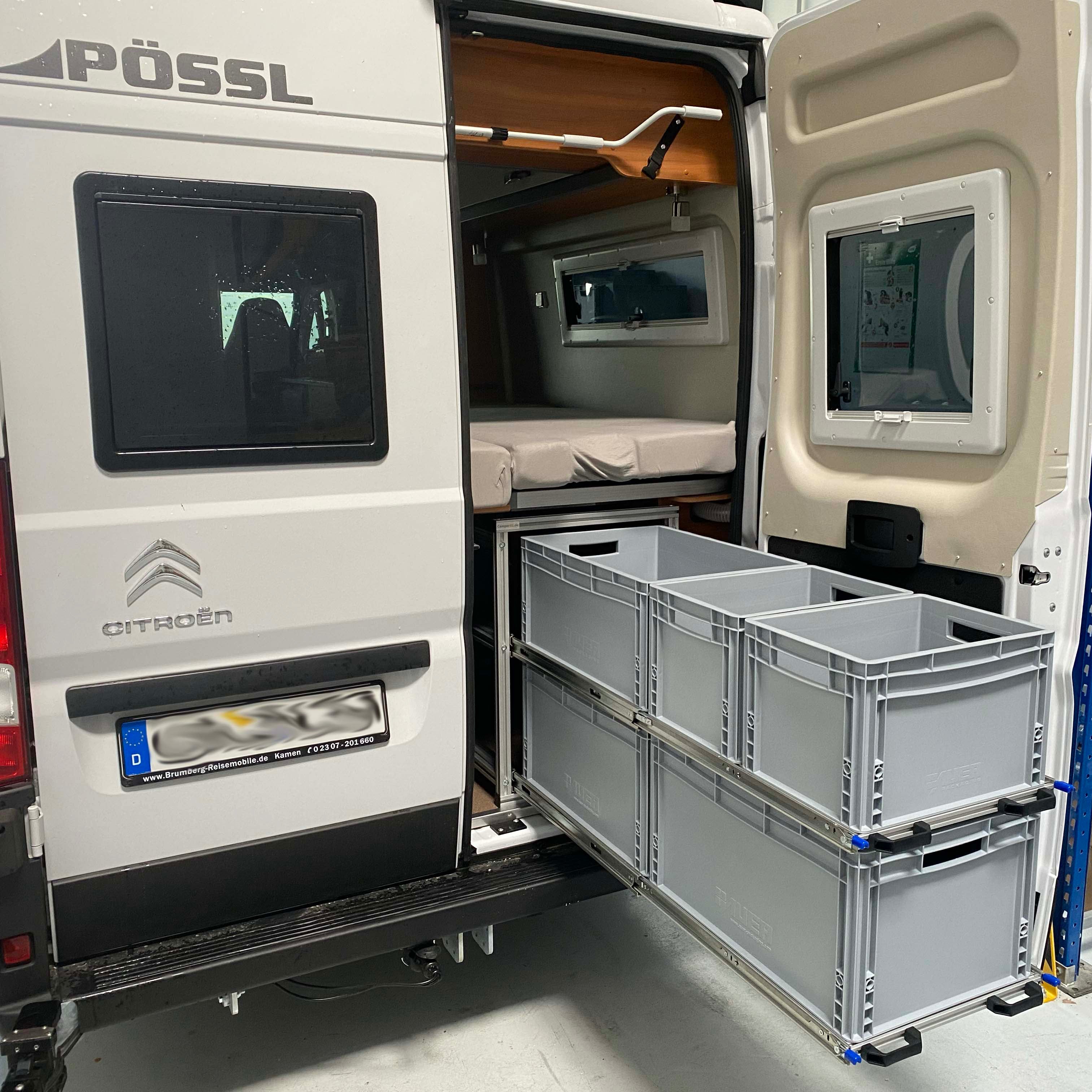 Heckauszug im Pössl Summit 640 vollständig ausgezogen