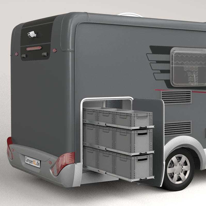 Pull-out shelf for motorhome rear garage