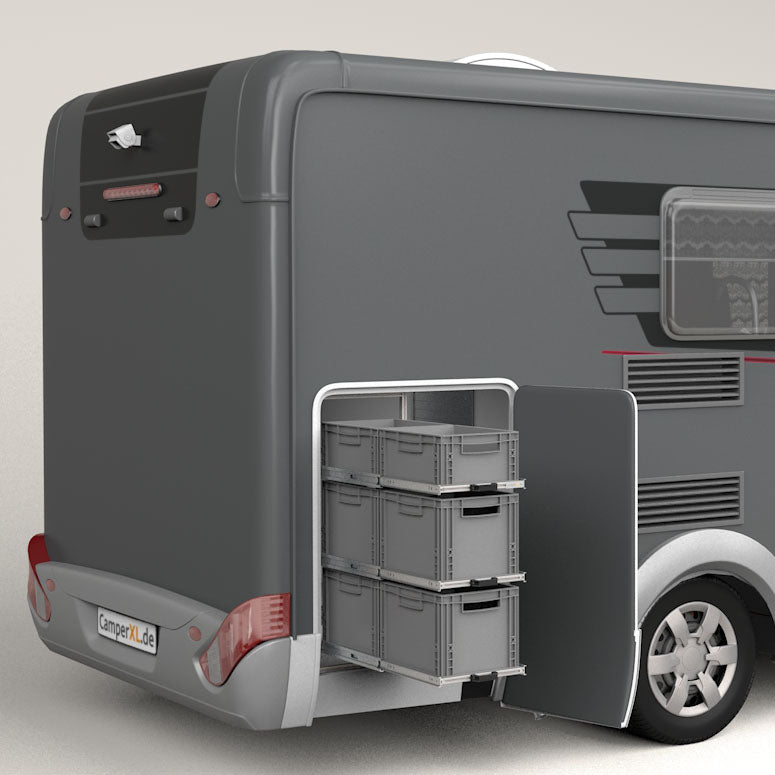 Pull-out shelf for motorhome rear garage
