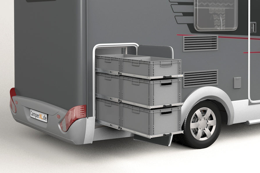 Wohnmobil Regal mit Euroboxen.