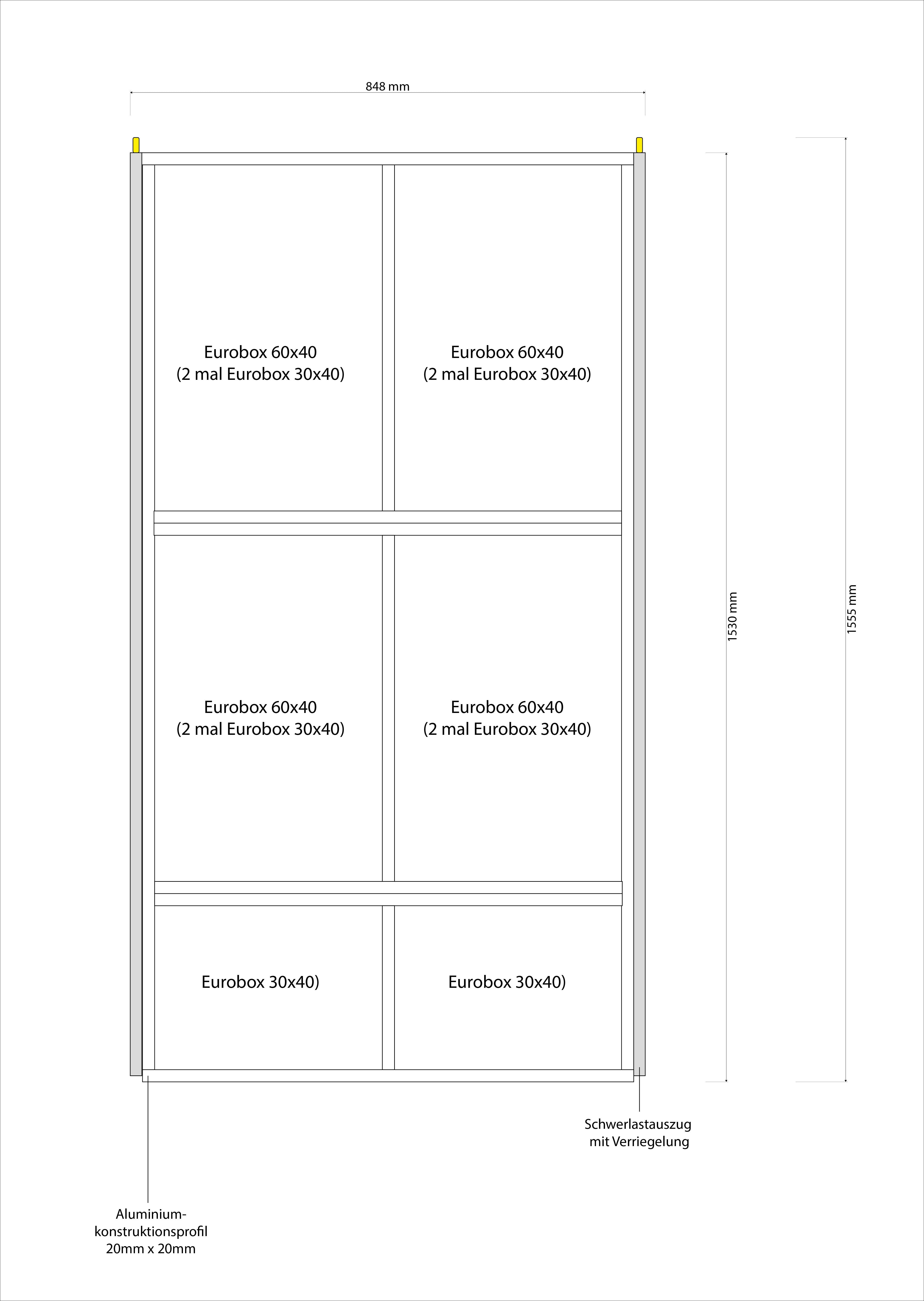 DIY Heckauszug Eurobox Varianten XS-XXL 400mm-1800mm