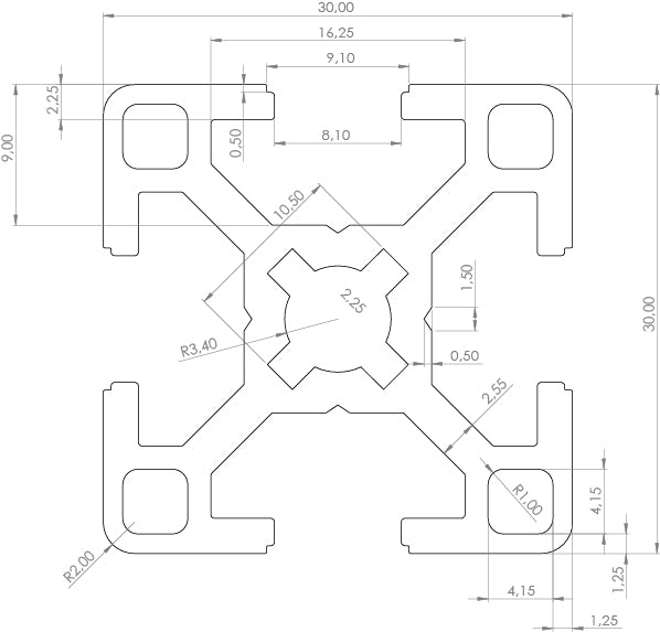 Profil 20mm x 20mm - Rille 6 - B-kompatibel