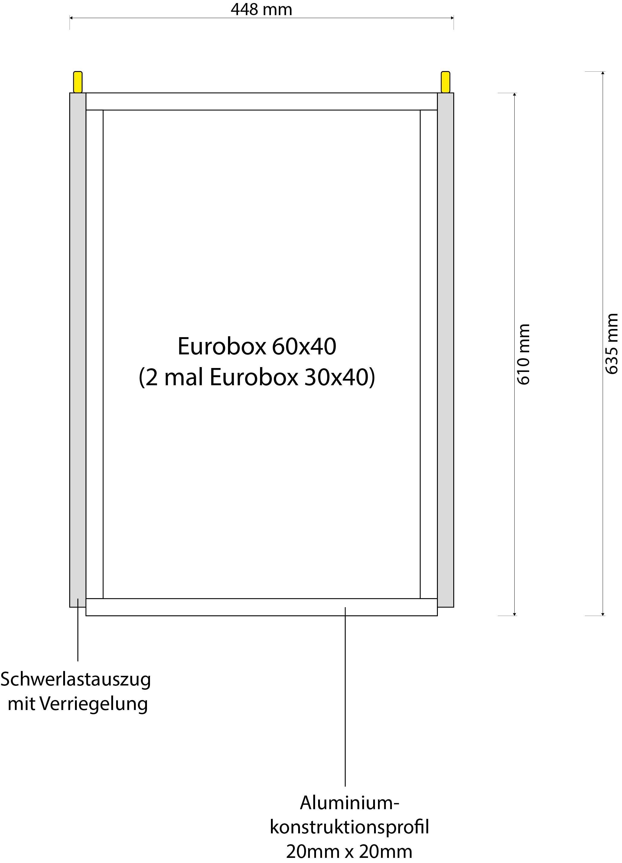 Heckauszug Set Eurobox 600mm x 400mm - 130kg Index