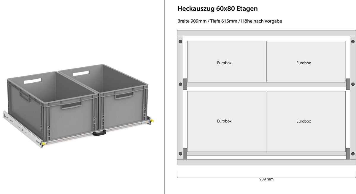 Bagudtræk til camper varevogn 1200mm x 400mm etager
