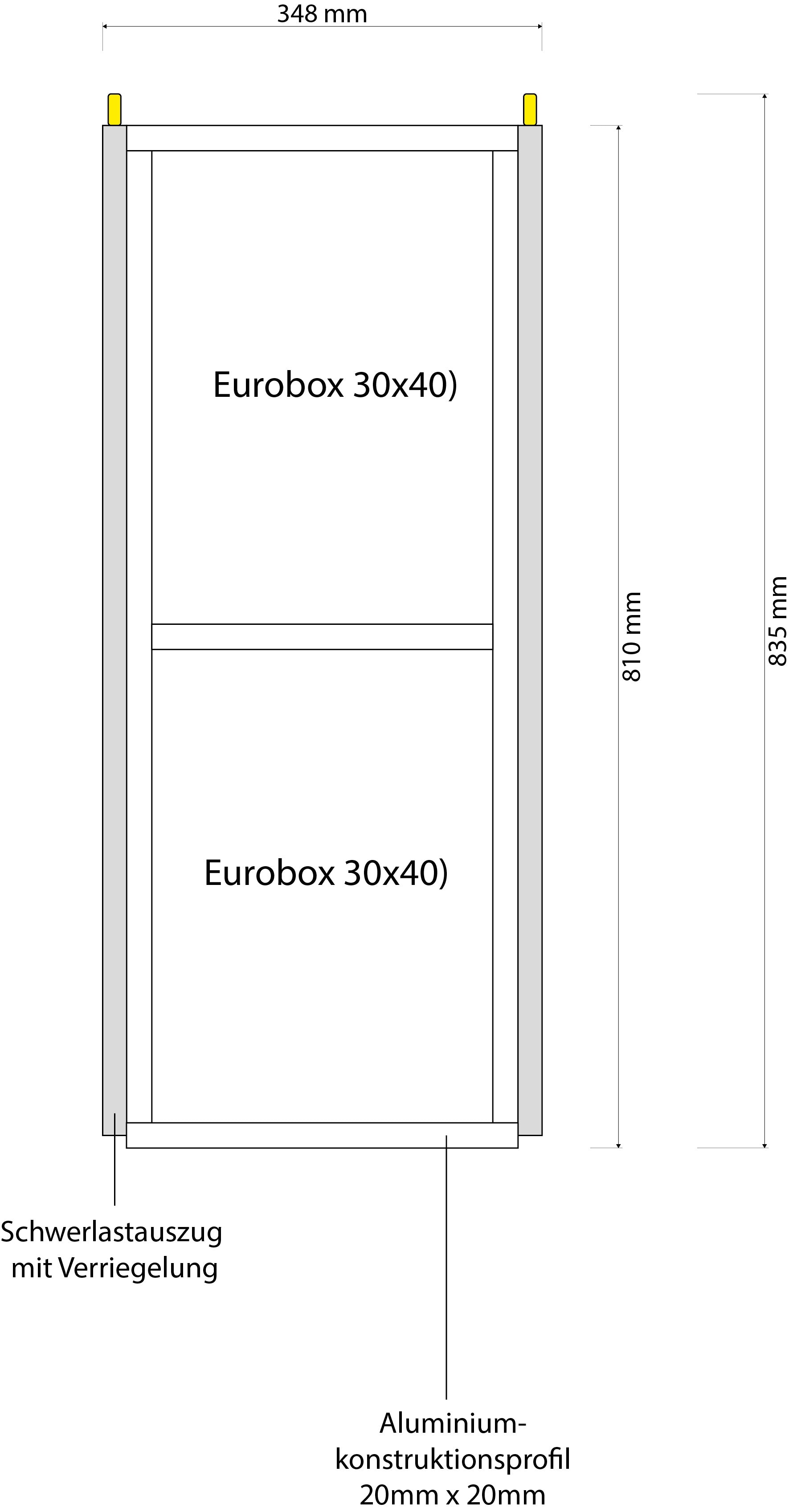 Heckauszug Set Eurobox 800mm x 300mm - 100kg Index