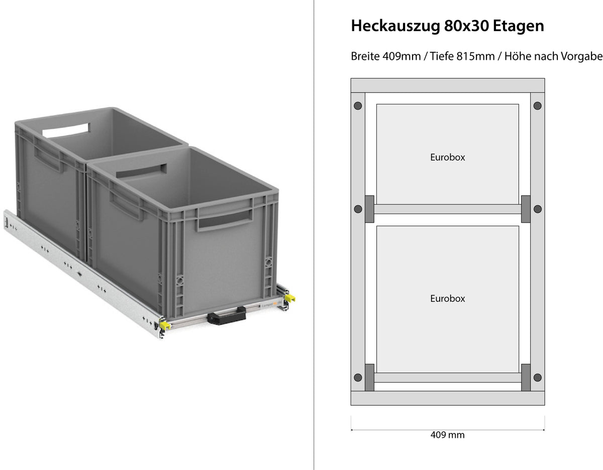 Bagudtræk til camper varevogn 1200mm x 400mm etager