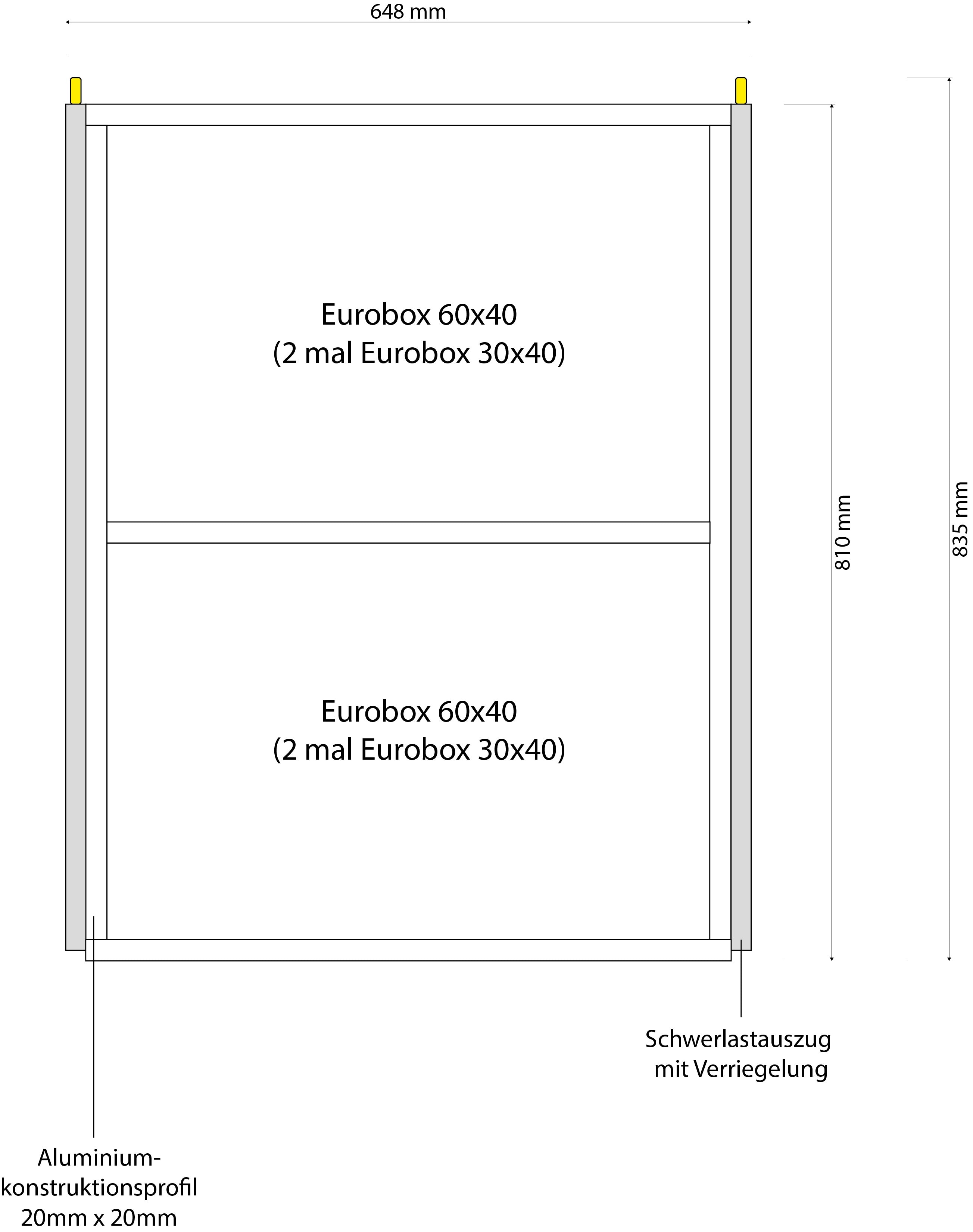 Heckauszug Set Eurobox 800mm x 600mm - 130kg Index
