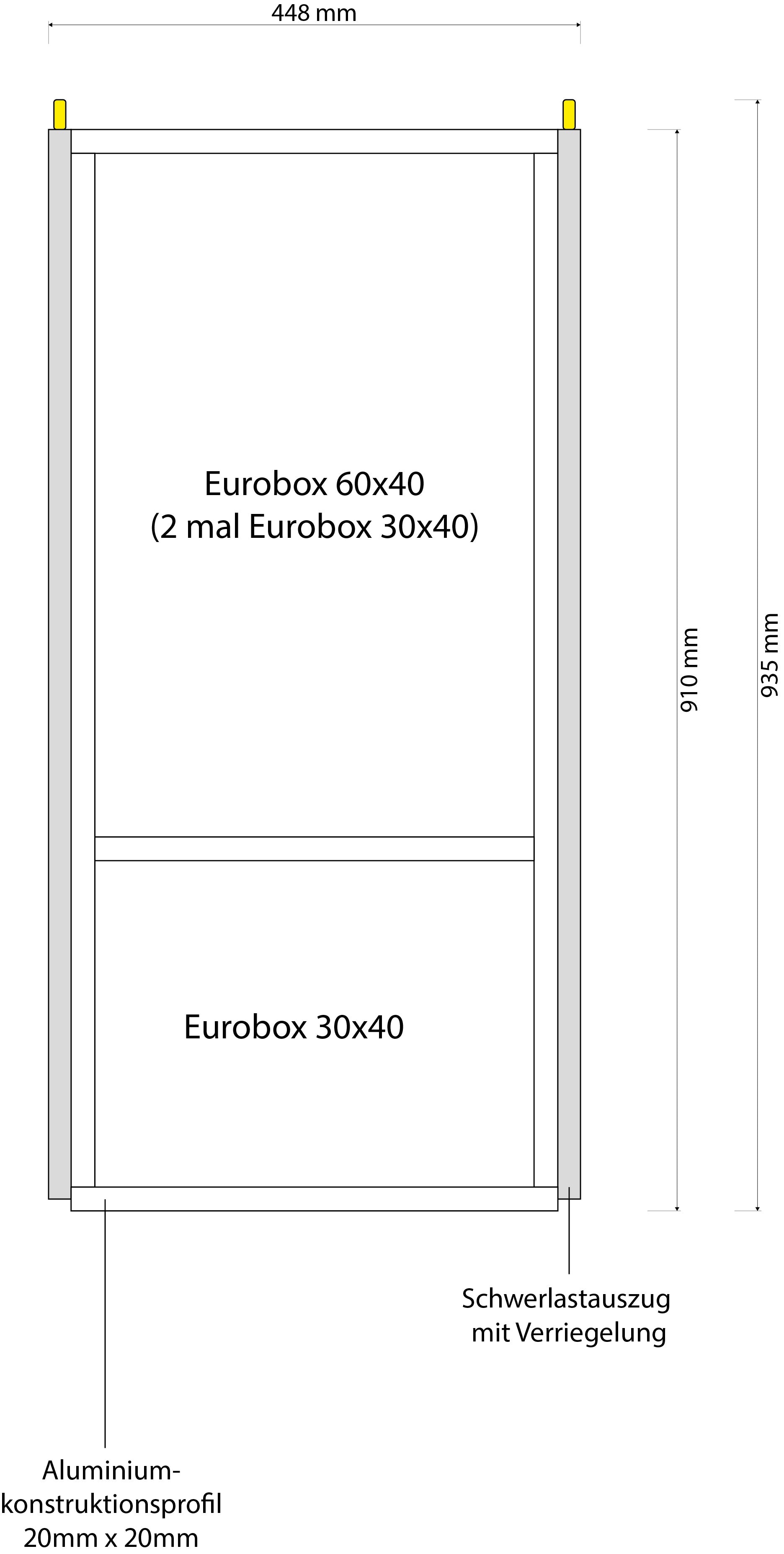 Heckauszug Set Eurobox 900mm x 400mm - 100kg Index