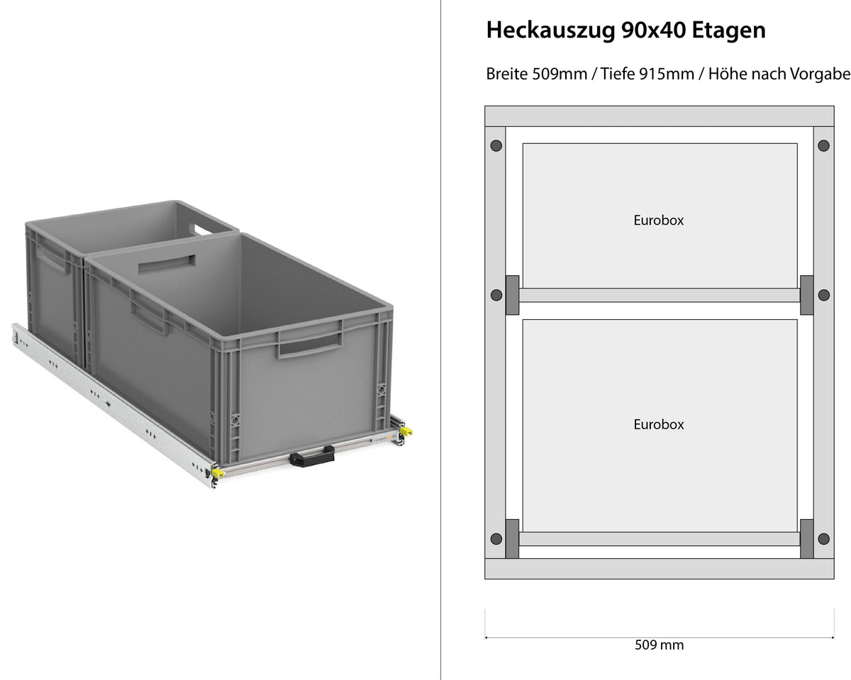 Bagudtræk til camper varevogn 1200mm x 400mm etager